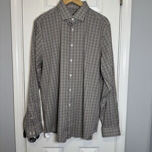 Mens Michael Kors Slim Tall Travel Stretch Brown Black Check Plaid 17 36/37 XL